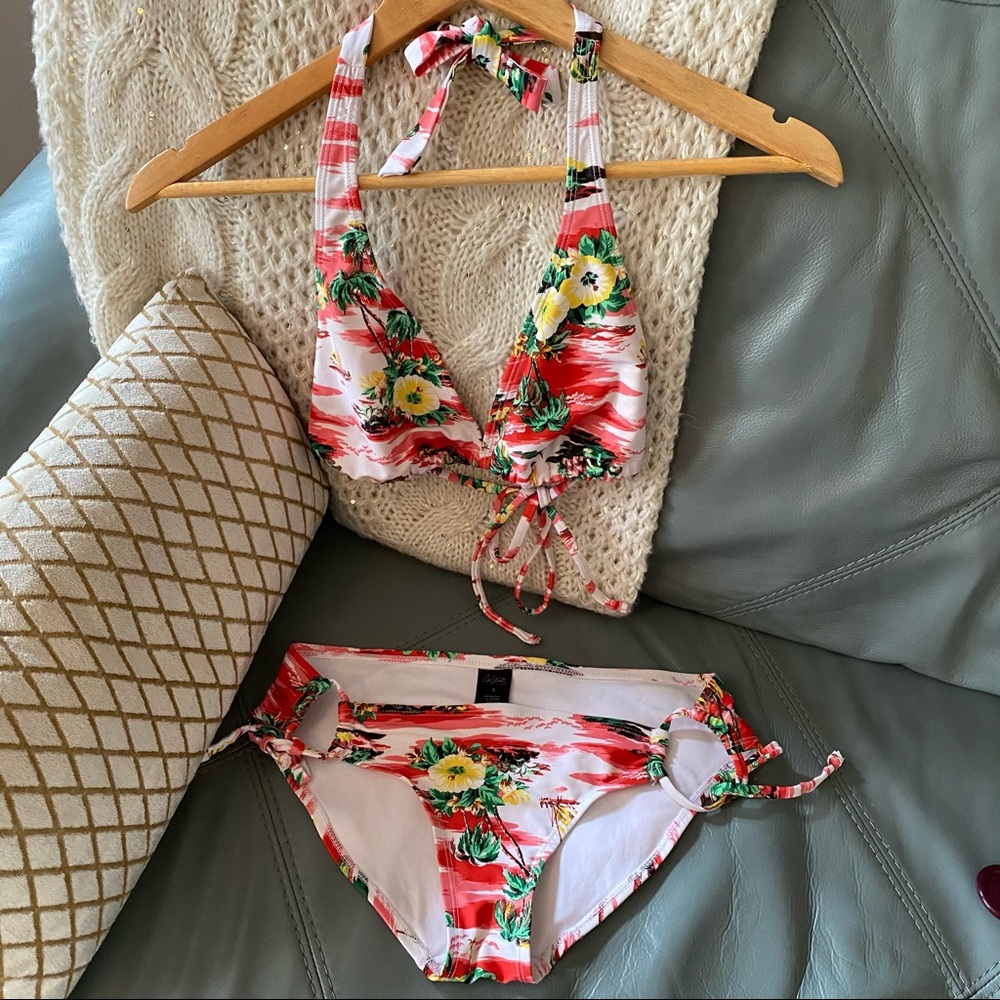 CITY STREETS Hawaiian HIBISCUS Palm BIKINI SET S/M